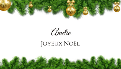Marque place avec branche de sapin pour Noël