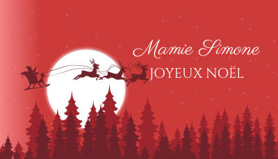 Marque place avec le Père Noël en chariot sur une lune rouge